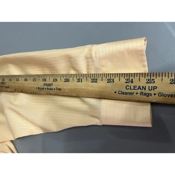 Arrow Men's  Long Sleeve Satin & Twill Dress Shirt Xl 17 34/35  Mango Pin Stripe - Picture 8 of 14